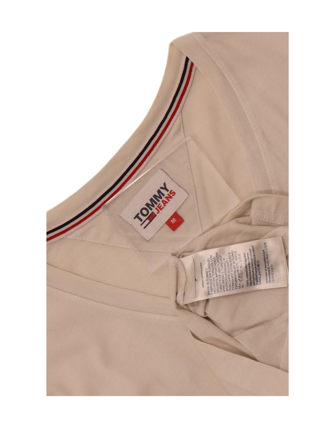 Camiseta feminina Tommy Hilfiger UK 12 algodão branco médio