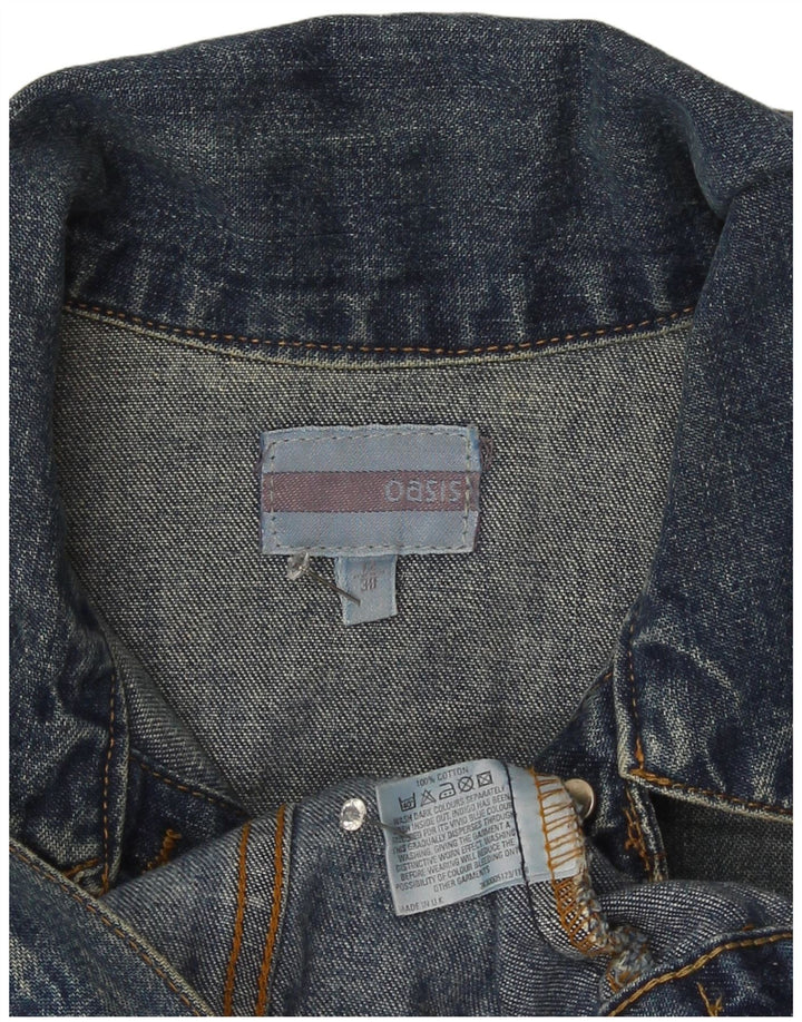 Jaqueta jeans feminina Oasis UK 12 algodão azul médio