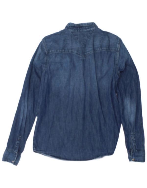 Camisa jeans feminina Tommy Hilfiger Reino Unido 14 grande azul marinho