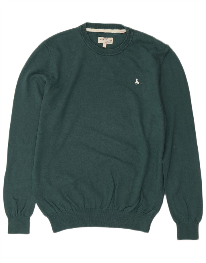 Suéter masculino JACK WILLS com gola redonda e algodão verde médio