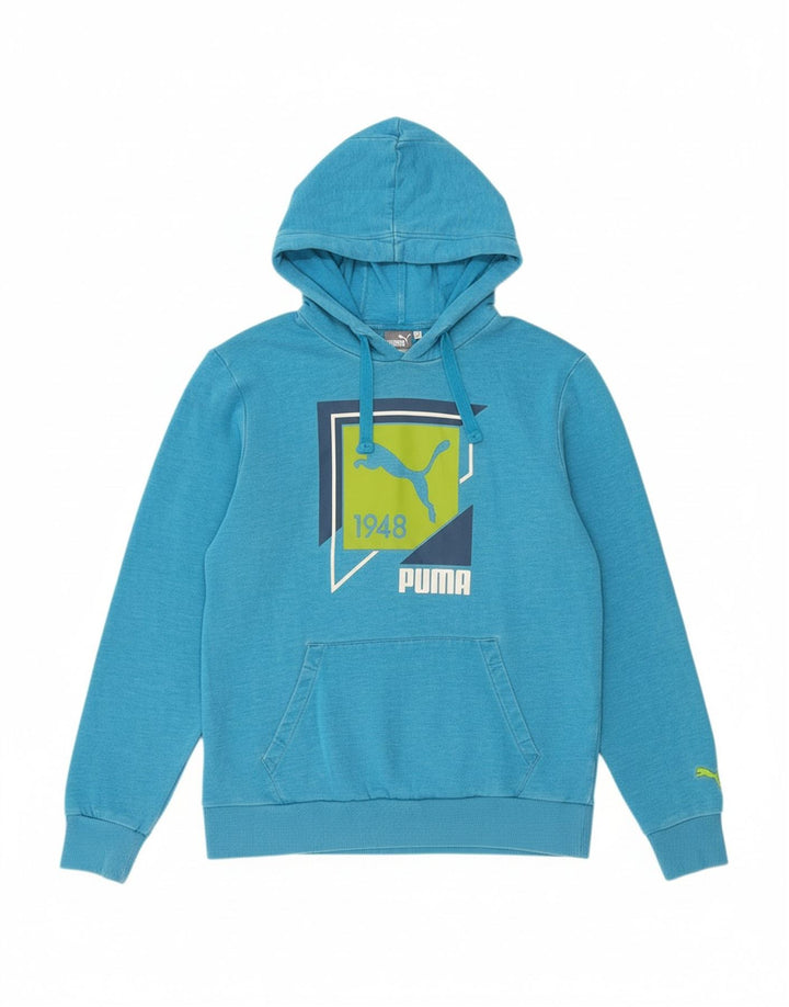 PUMA Mens Graphic Hoodie Jumper Médio Algodão Azul