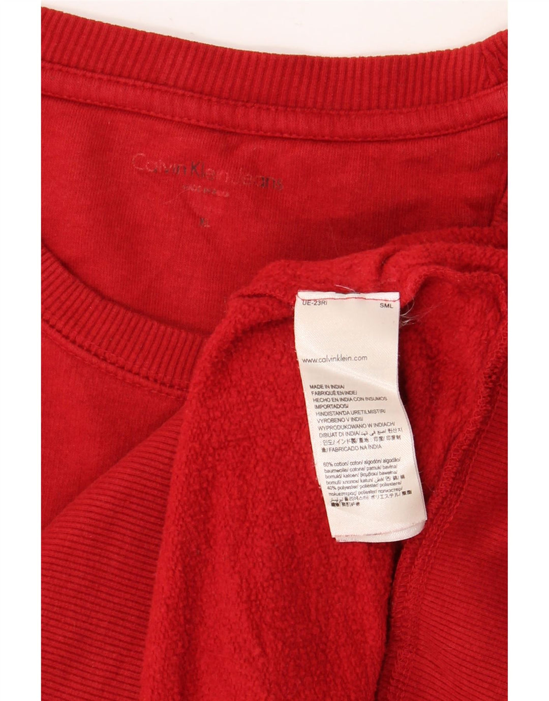 CALVIN KLEIN JEANS Moletom gráfico masculino Jumper XL de algodão vermelho