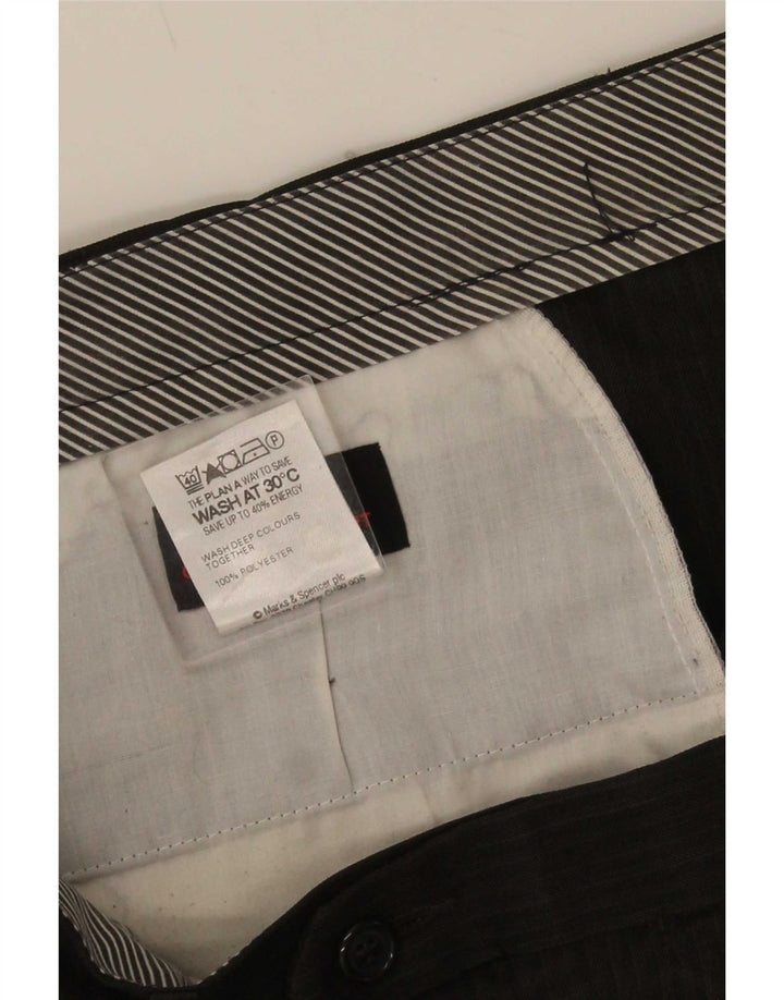 Calça masculina Marks & Spencer com estampa de terno W36 L29 poliéster listrado marrom