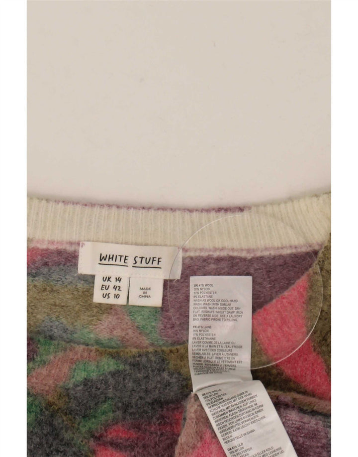 Suéter feminino com gola canoa White Stuff Reino Unido 14 grande multicolorido