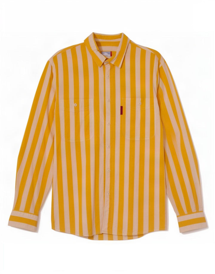 Camisa masculina vintage grande listrada amarela