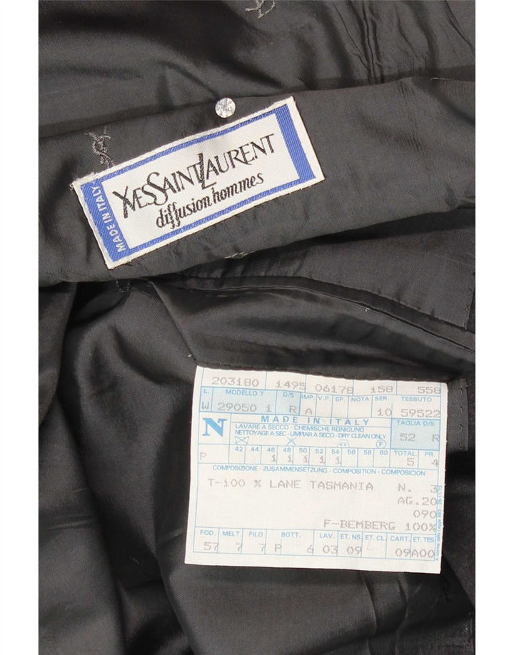 Jaqueta blazer masculina Yves Saint Laurent com peito duplo IT 52 XL lã cinza