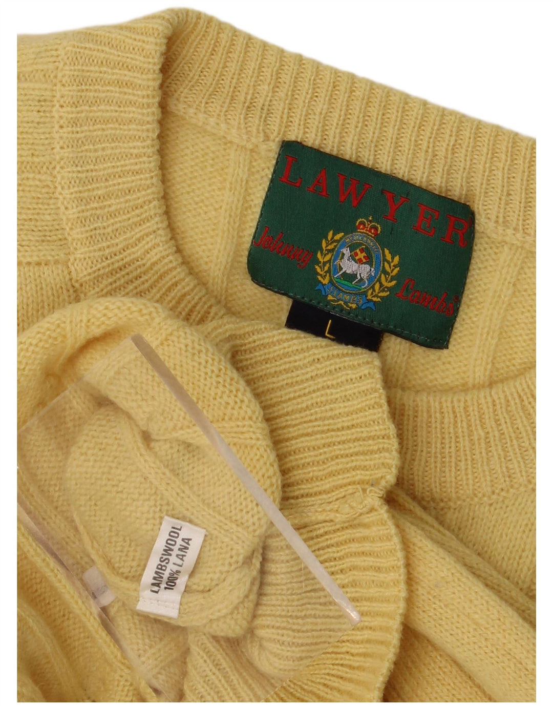 Suéter masculino vintage com gola redonda, lã de cordeiro amarela grande