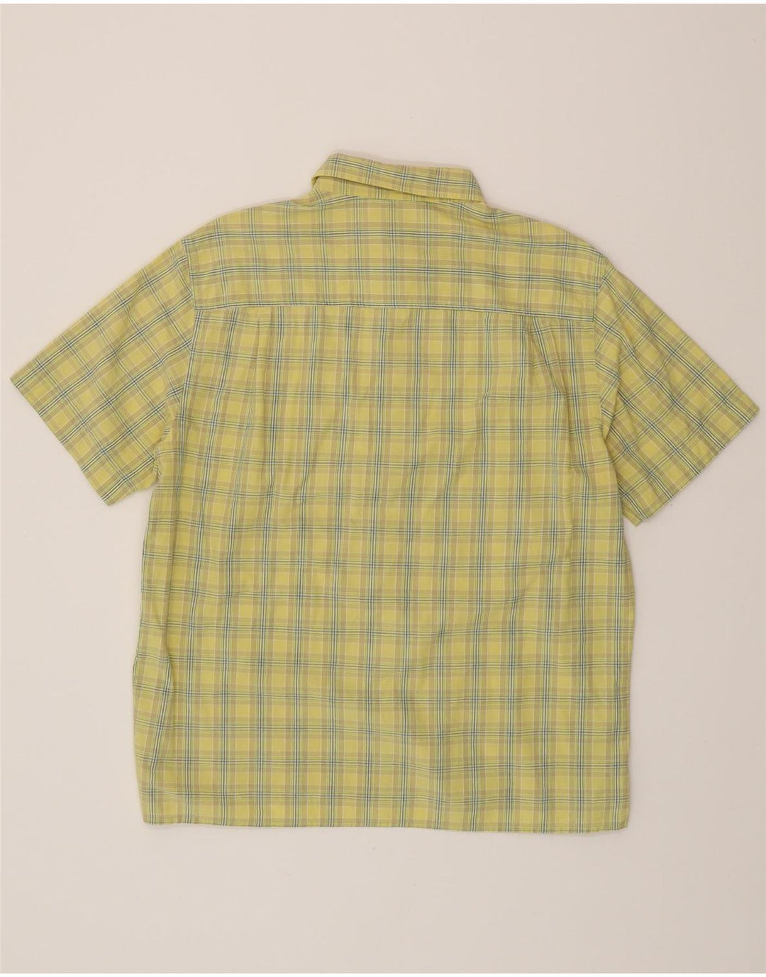 Camisa masculina de manga curta DOCKERS tamanho 42/44 grande xadrez amarelo