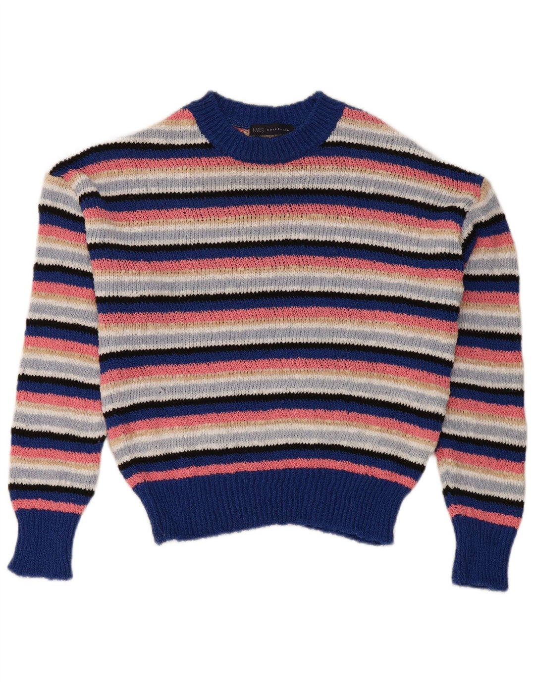 Suéter feminino Marks & Spencer com gola redonda Reino Unido 10 pequeno multicolorido