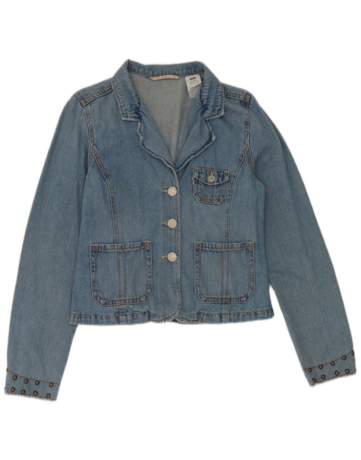 Jaqueta blazer jeans feminina com 3 botões Levi's Reino Unido 16 grande algodão azul
