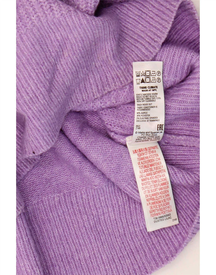 Suéter feminino Marks & Spencer com gola redonda Reino Unido 14 acrílico roxo médio