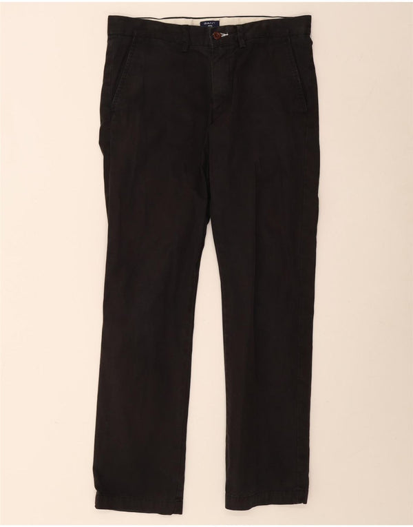 Calça chino masculina Gant reta regular fit W32 L32 algodão preto