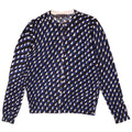 Suéter cardigã feminino Marks & Spencer Reino Unido 14 azul médio geométrico