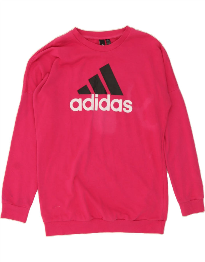 ADIDAS Womens Oversized Sweatshirt Jumper UK 8/10 Small Pink Colourblock Vintage Adidas and Second-Hand Adidas from Messina Hembry 
