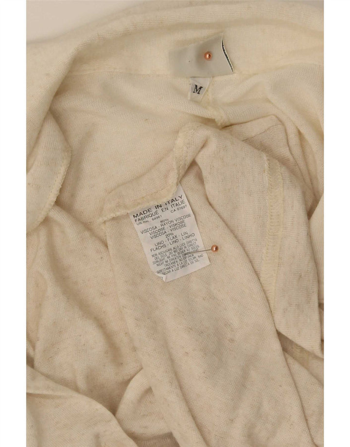 Suéter cardigã feminino Longline Benetton Reino Unido 14 médio bege manchado