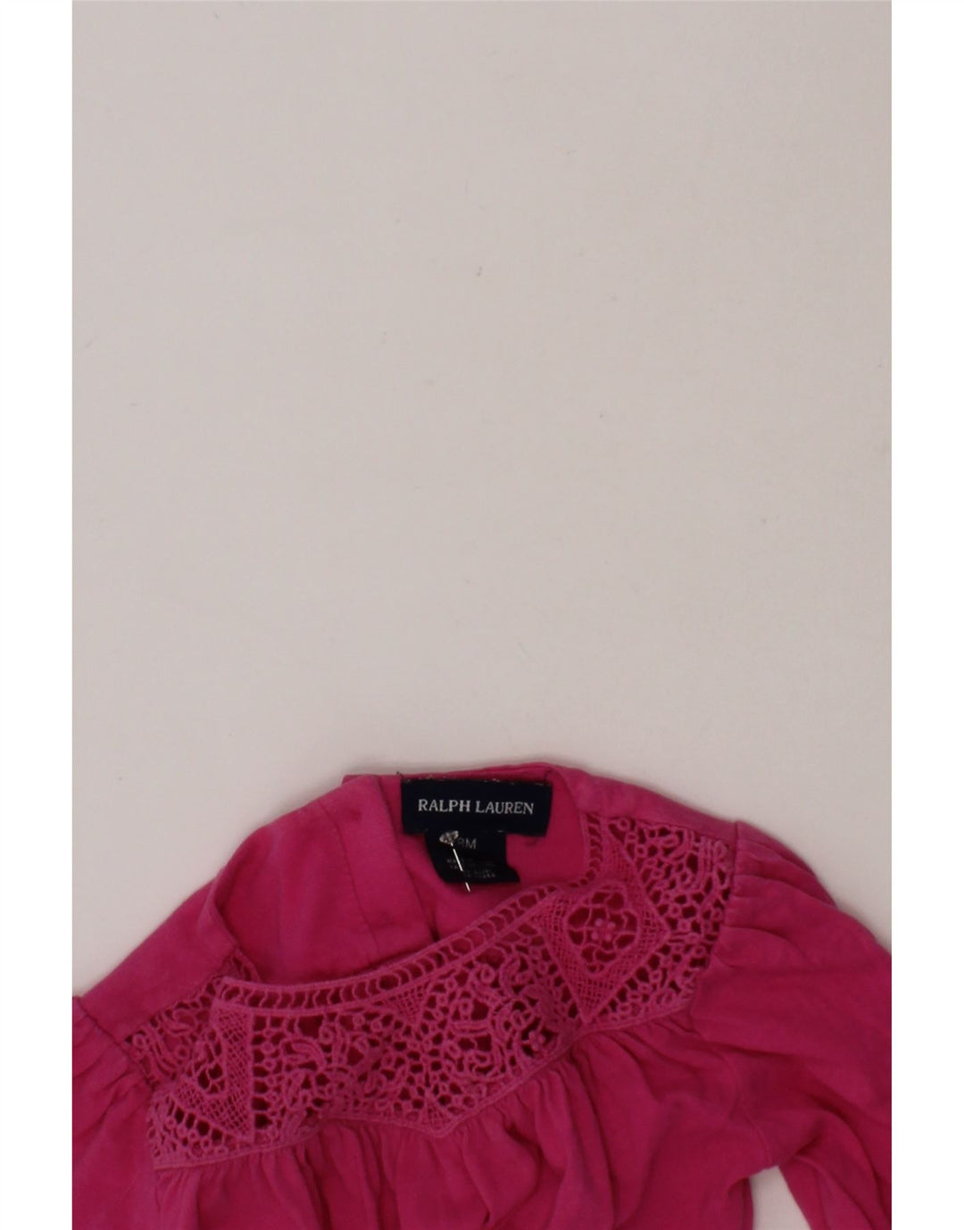 RALPH LAUREN Baby Girls Top Long Sleeve 12-18 Months Pink Cotton Vintage Ralph Lauren and Second-Hand Ralph Lauren from Messina Hembry 