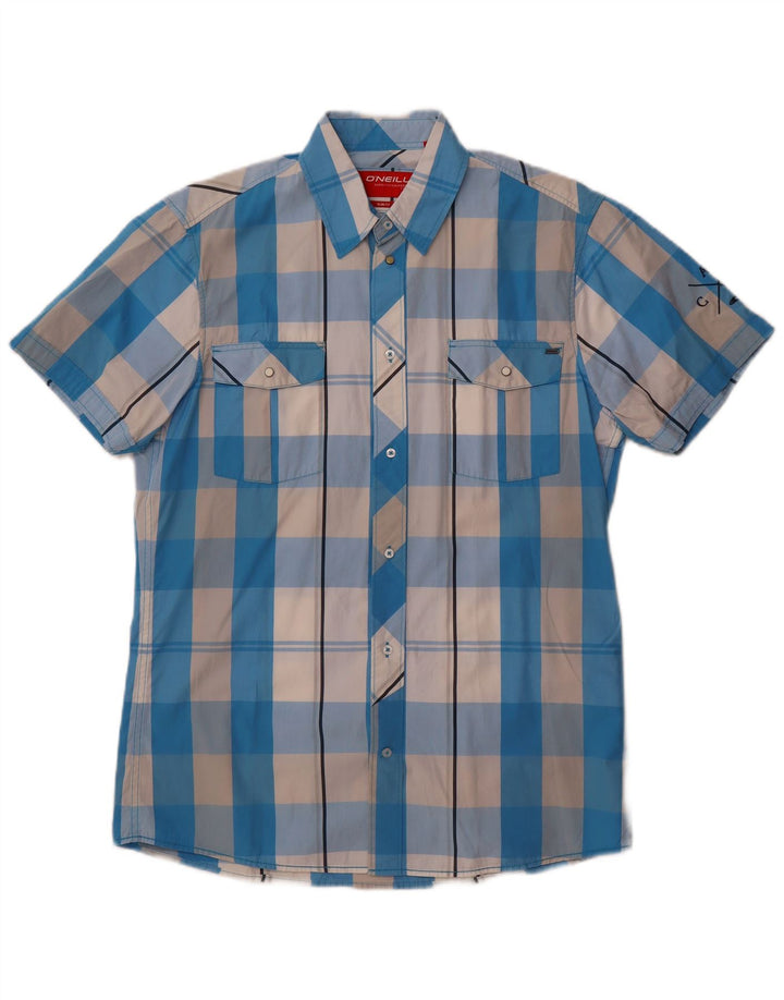 Camisa masculina O'Neill de manga curta slim fit XL azul xadrez algodão