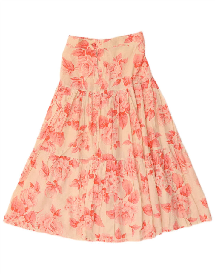 Saia maxi larga feminina vintage W26 pequena floral vermelha