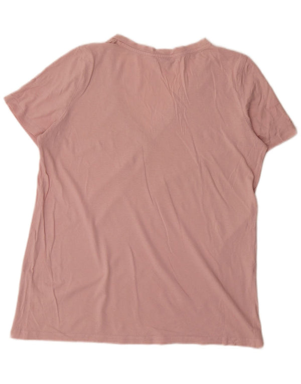 Camiseta feminina Zara UK 16 grande algodão rosa