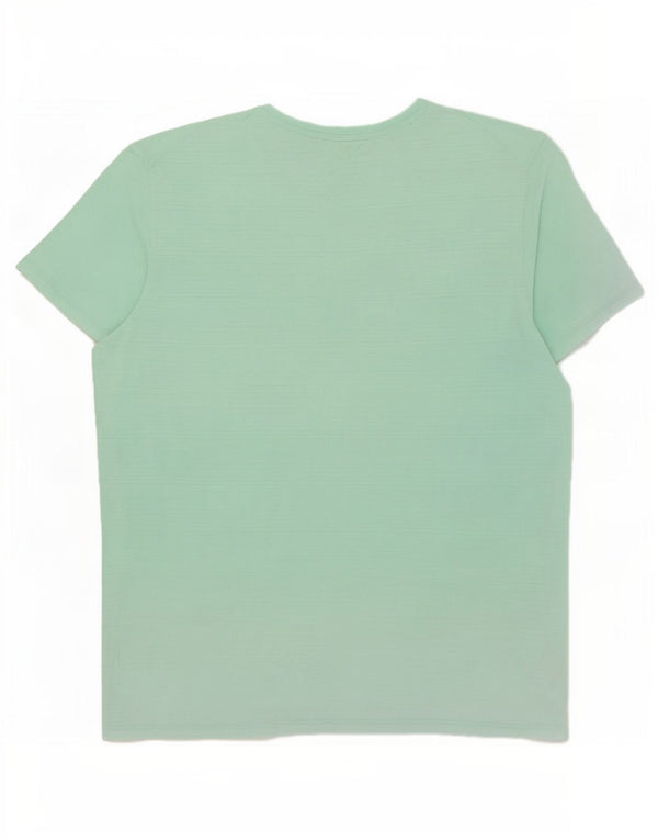 Calvin Klein Womens T-Shirt Top Large Turquoise Pinstripe Cotton