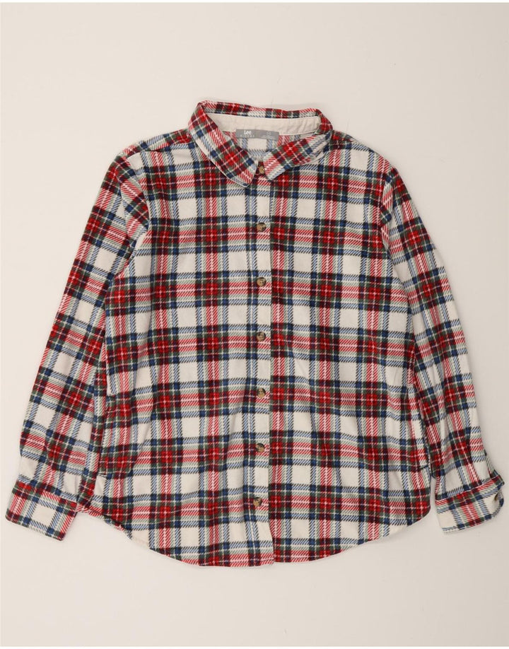 Camisa feminina de flanela LEE Riders Reino Unido 16 grande poliéster xadrez vermelho