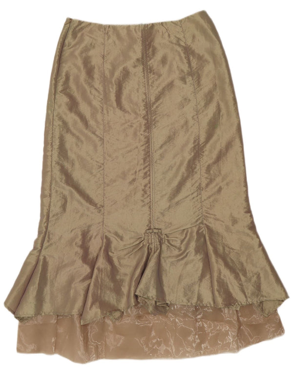 Saia feminina maxi trompete SASHA EUA 12 grande W32 nylon dourado