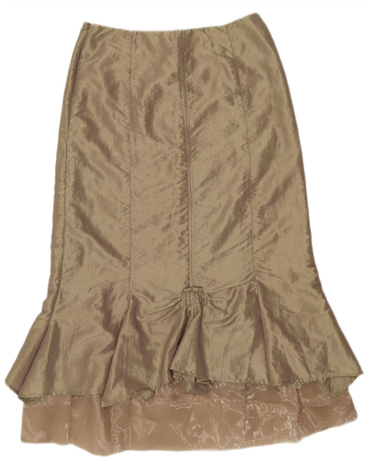 Saia feminina maxi trompete SASHA EUA 12 grande W32 nylon dourado