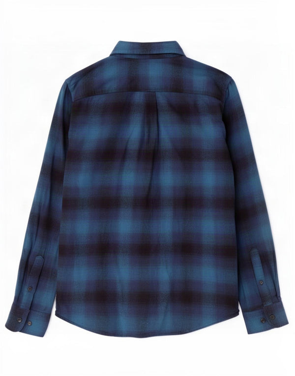 Camisa masculina de flanela Chaps de algodão xadrez azul médio