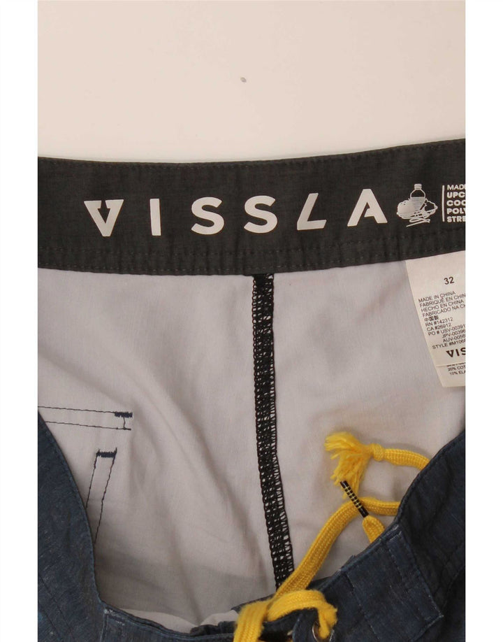 Vissla Shorts de natação masculino médio listrado multicolorido de algodão praia