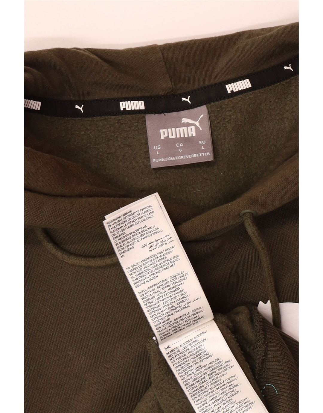 PUMA Mens Graphic Hoodie Jumper Grande Algodão Cáqui