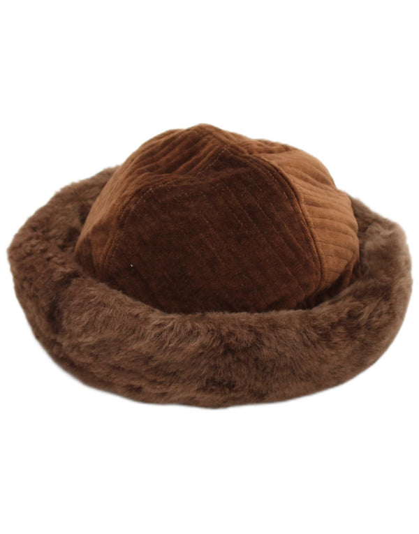 Chapéu balde feminino vintage de veludo cotelê grande marrom