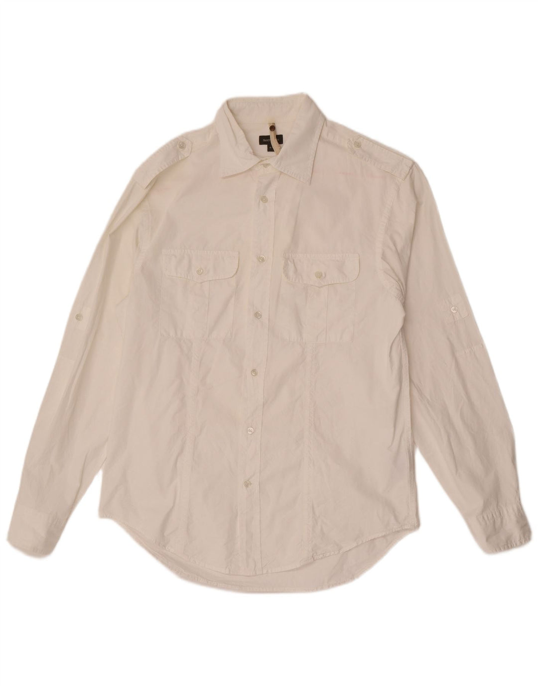 Camisa militar masculina Henry Cottons tamanho 41 algodão branco médio