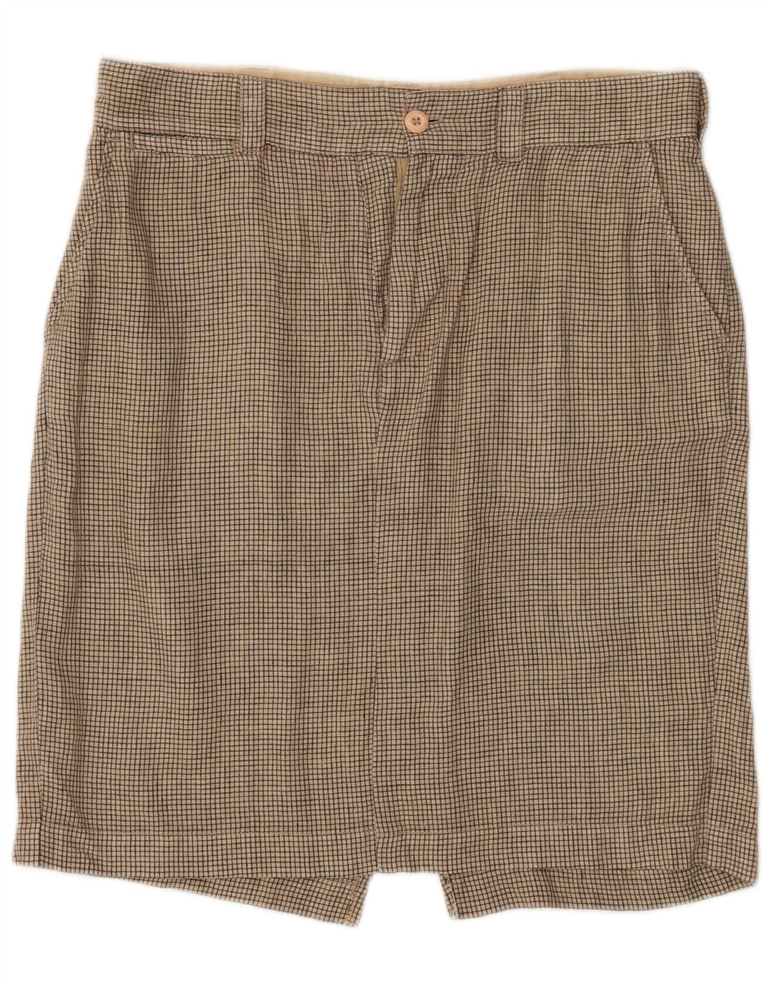 Saia reta feminina Woolrich W33 grande linho xadrez bege