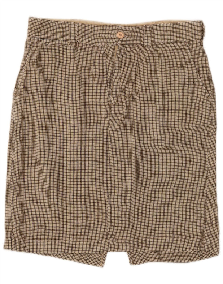Saia reta feminina Woolrich W33 grande linho xadrez bege