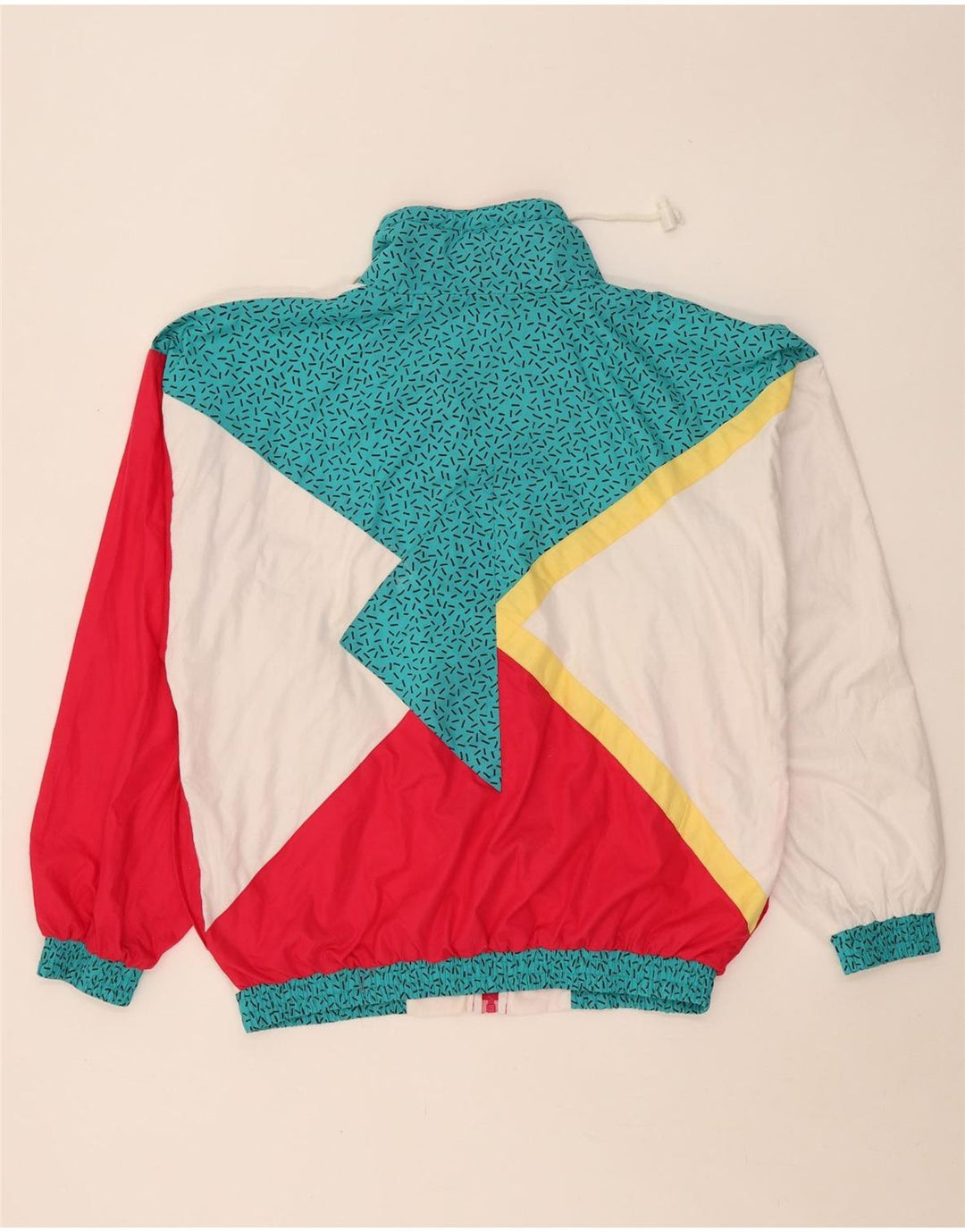 Jaqueta corta-vento masculina vintage Reino Unido 38 poliéster branco médio Colourblock