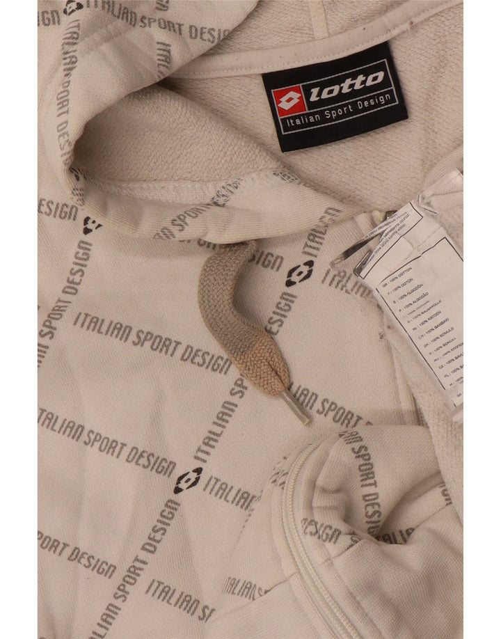 Suéter masculino com capuz e zíper gráfico LOTTO de algodão branco médio