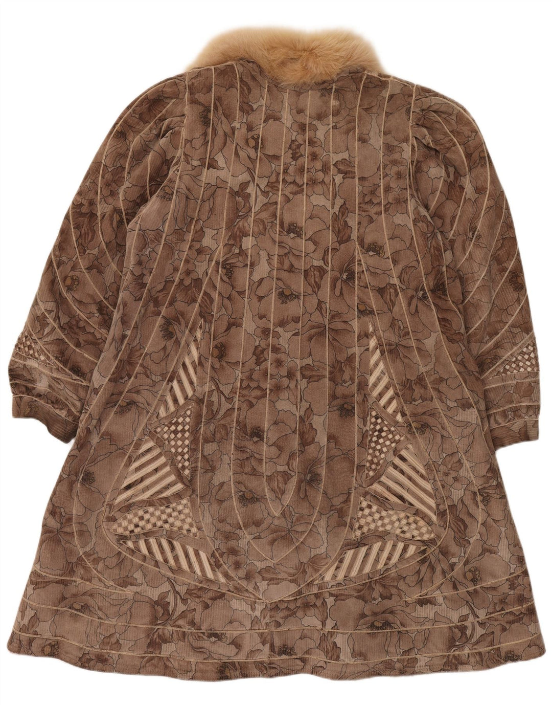 Sobretudo feminino reversível de pele sintética VINTAGE Reino Unido 18 XL marrom floral