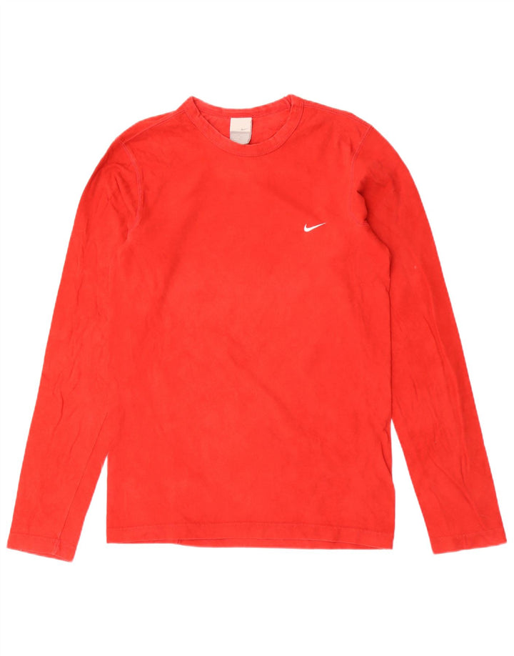 Nike Mens Top Manga Longa UK 36/38 Pequeno Algodão Vermelho