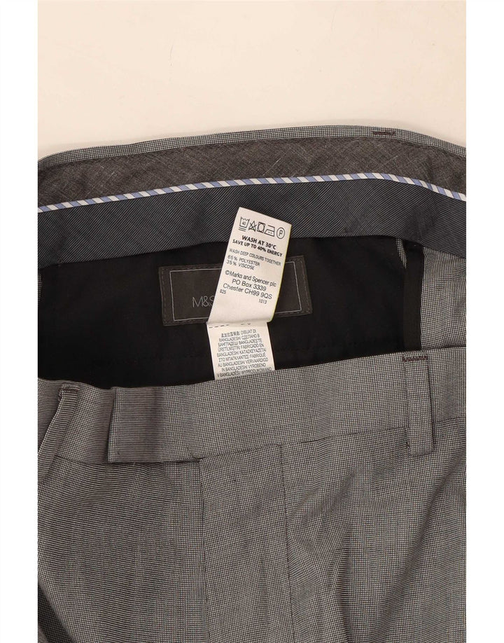 Calça masculina Marks & Spencer sob medida casual W34 L33 poliéster cinza