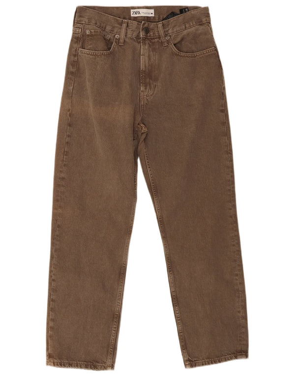 Zara Jeans feminino de cintura alta EU 38 pequeno W28 L26 algodão marrom