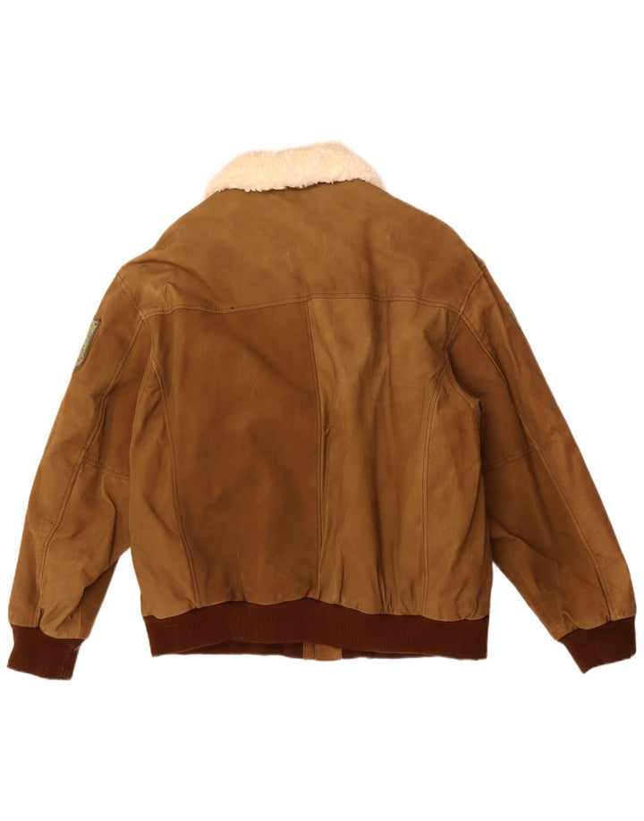 Jaqueta de couro gráfica masculina vintage IT 56 3XL marrom