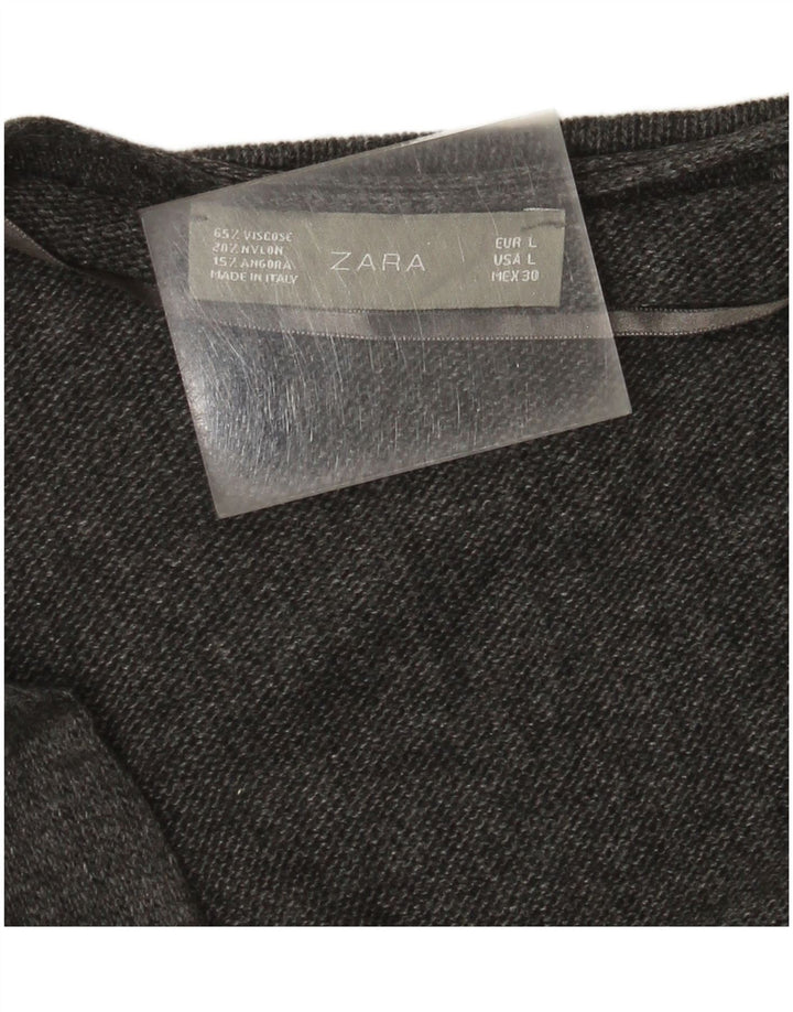 Suéter cardigã feminino Zara Reino Unido 14 grande viscose cinza