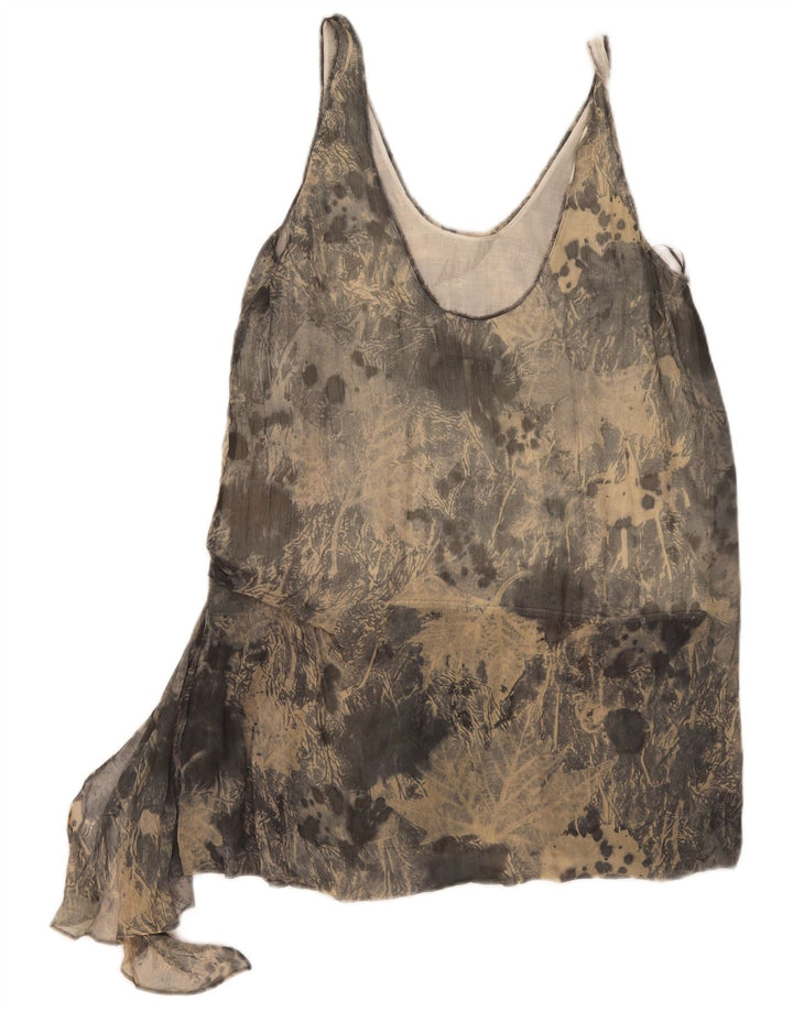 Túnica feminina assimétrica sem mangas Zara UK 12 cinza médio tie-dye