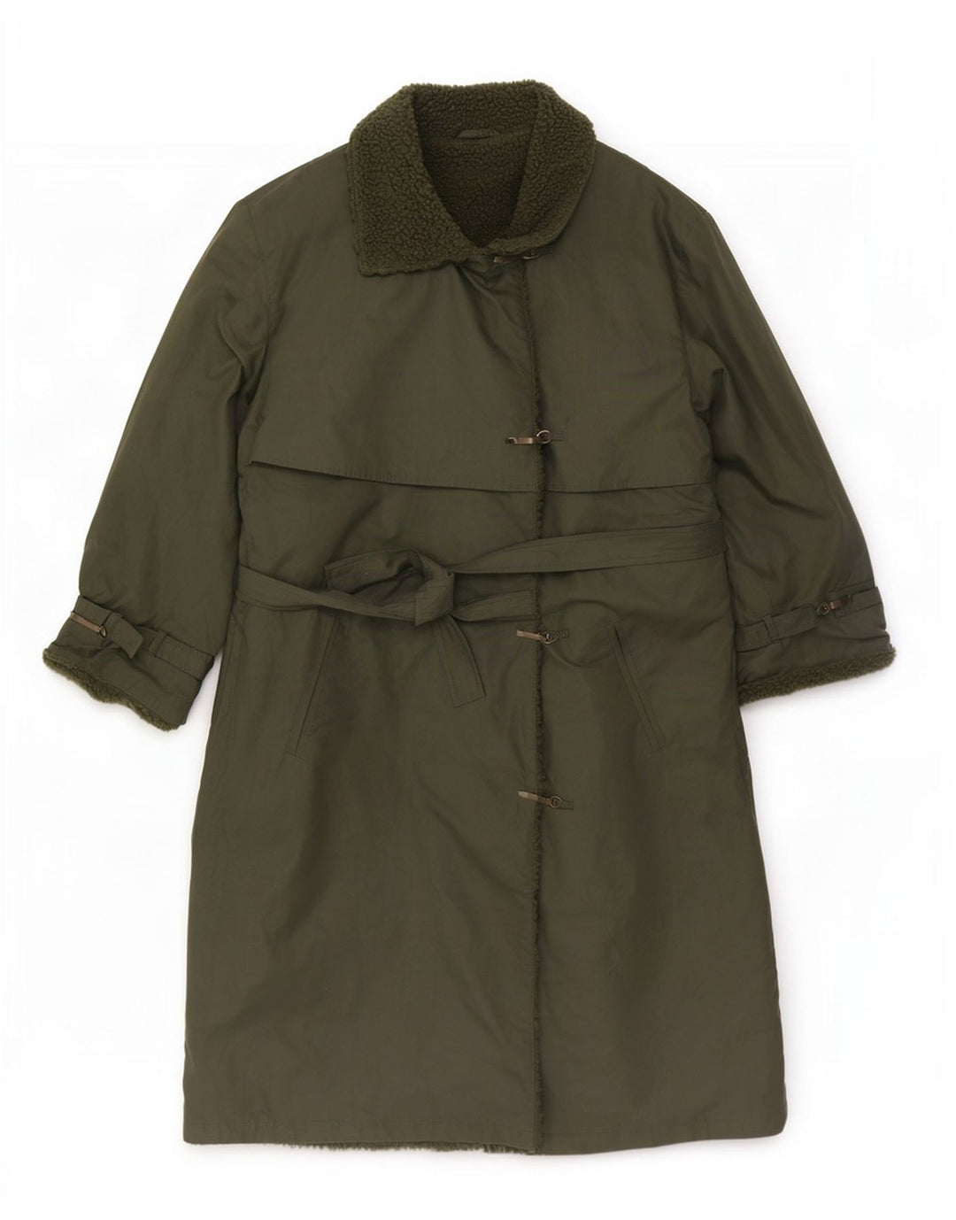 Trench Coat feminino vintage Sherpa Reino Unido 12 médio cáqui