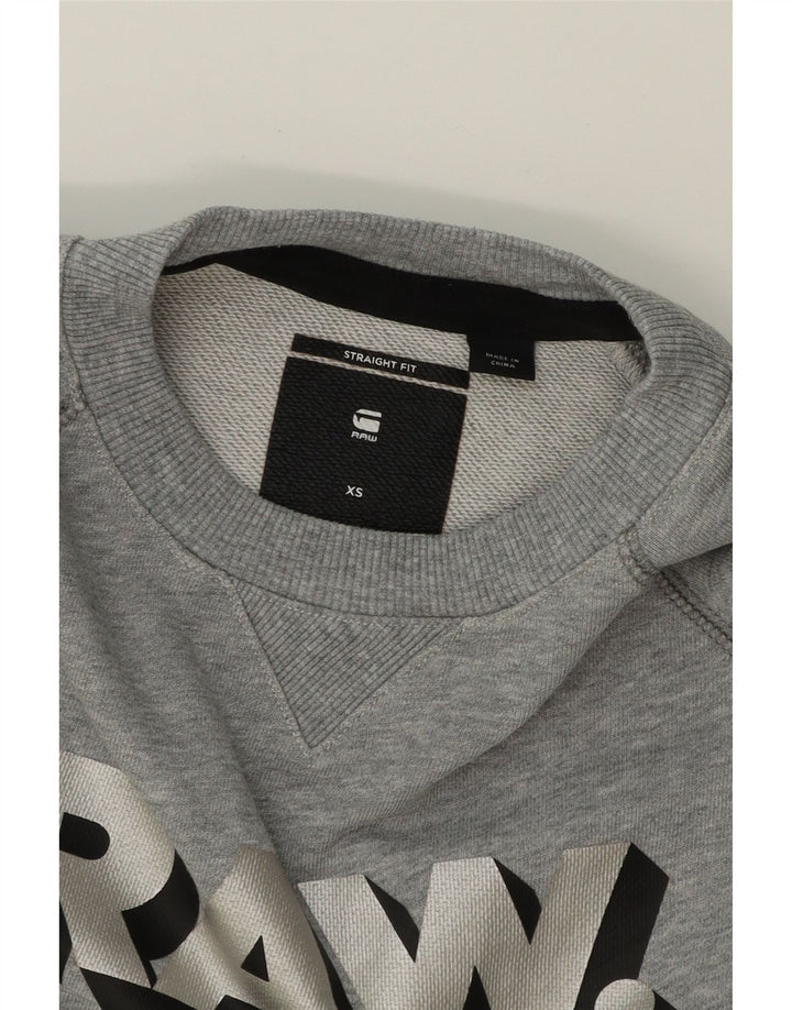 G-STAR Womens Graphic Sweatshirt Jumper UK 6 XS Grey Cotton Vintage G-Star and Second-Hand G-Star from Messina Hembry 