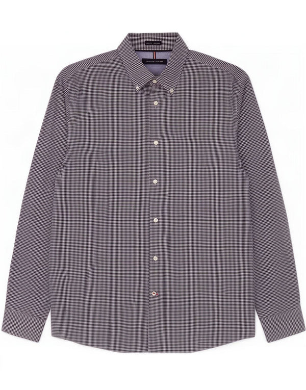Camisa masculina Tommy Hilfiger Slim Fit tamanho 16 1/2 grande azul marinho guingão