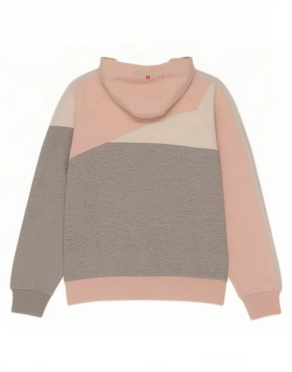 Adidas Womens Hoodie Jumper UK 12 Médio Cinza Colourblock Algodão