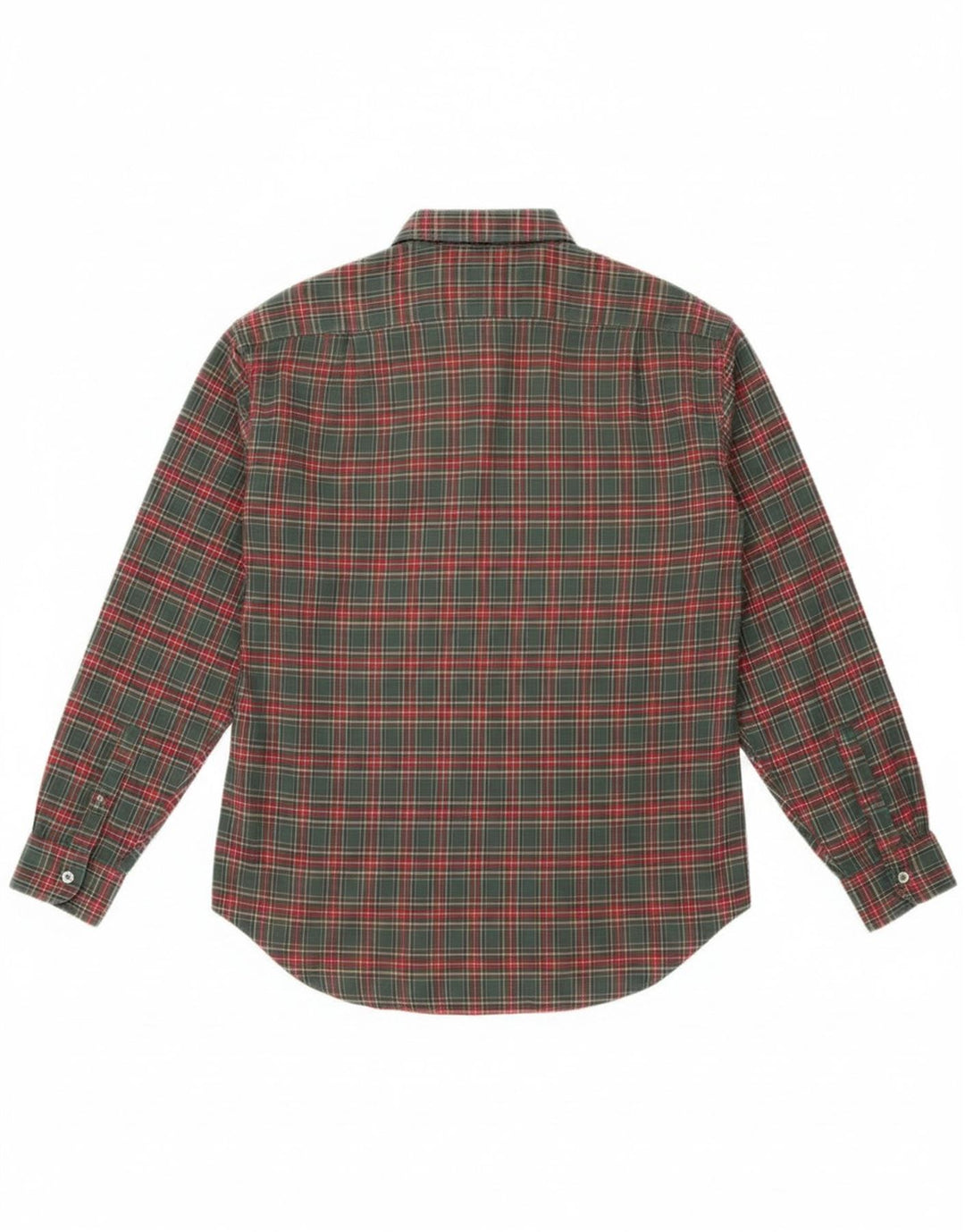 Camisa feminina de flanela Sisley Reino Unido 10 pequena xadrez verde algodão