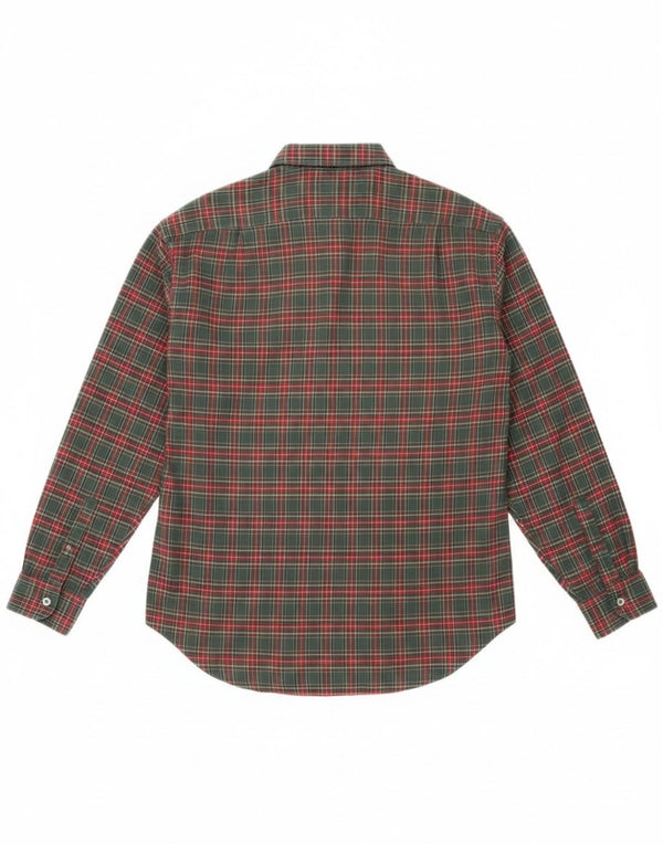 Sisley Womens Flannel Shirt UK 10 Small Green Plaid Cotton