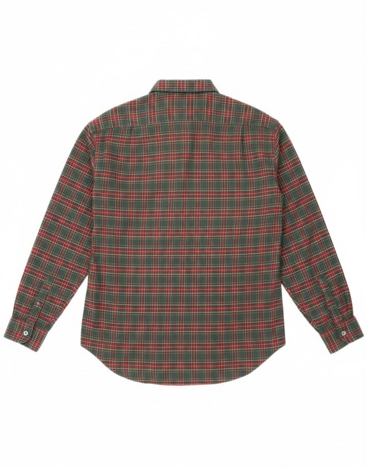 Camisa feminina de flanela Sisley Reino Unido 10 pequena xadrez verde algodão